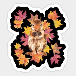 Squirrel with autumn leaves Sticker